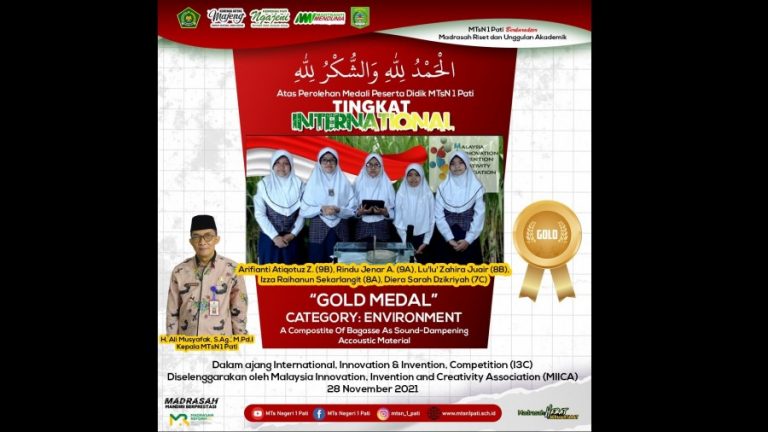 Berkat Ampas Tebu, MTsN 1 Pati Rebut Medali Emas Internasional