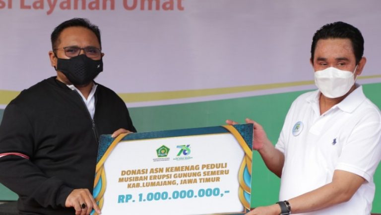 Karyawan Kemenag Bantu Korban Erupsi Semeru Sebesar Rp1 Miliar