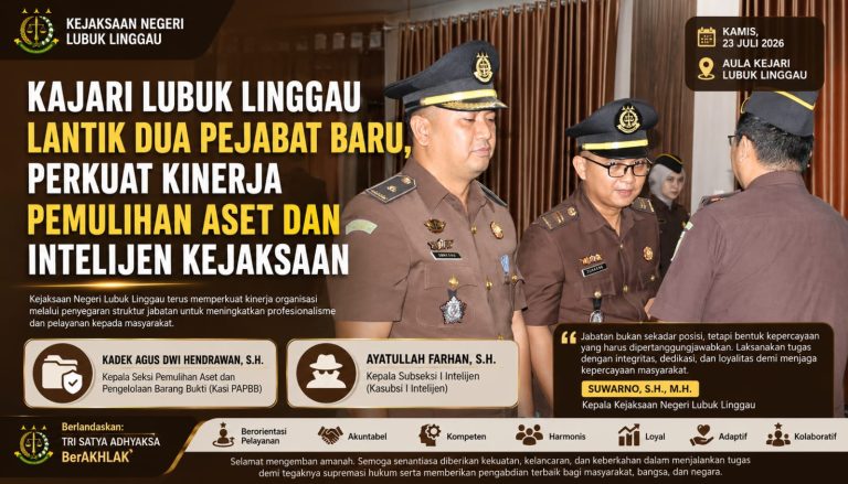 Pelantikan Dua Pejabat Baru Jadi Langkah Kejari Lubuk Linggau Tingkatkan Pelayanan Hukum