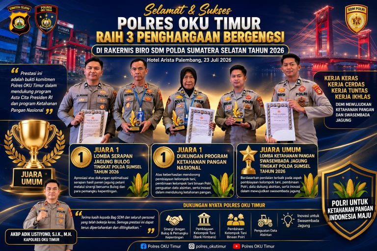 Prestasi Gemilang! Polres OKU Timur Raih Tiga Penghargaan Bidang Ketahanan Pangan