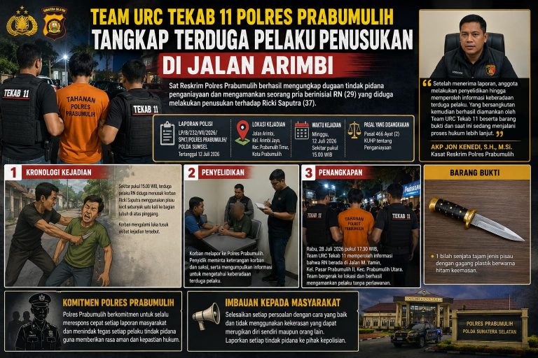 Diduga Tusuk Pria di Arimbi Jaya, RN Dibekuk Team URC Tekab 11