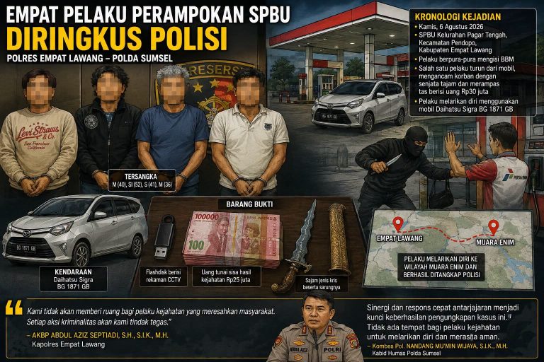 Berbekal CCTV, Polisi Ringkus 4 Pelaku Curas SPBU Pendopo