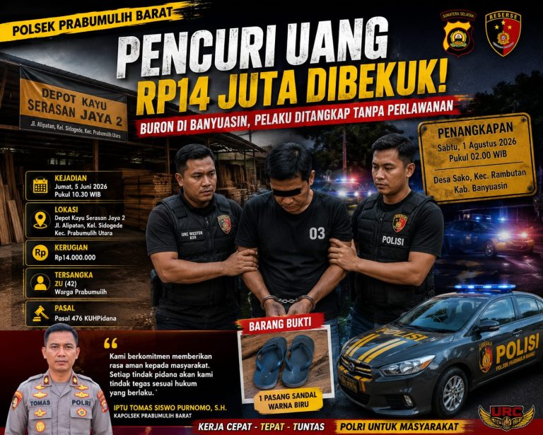 Masuk Diam-Diam ke Depot Kayu, Pelaku Gondol Rp14 Juta dan Kini Berakhir di Sel Tahanan