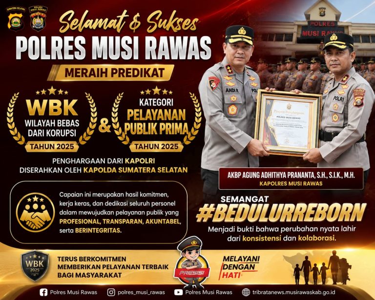 Transformasi Pelayanan Berbuah Manis, Polres Musi Rawas Raih Predikat WBK