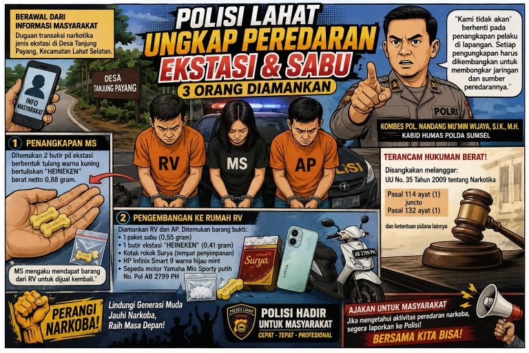 Polisi Lahat Ungkap Peredaran Ekstasi dan Sabu, Tiga Orang Diamankan
