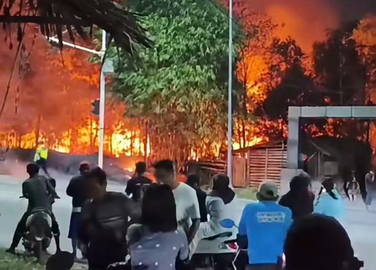 Lahan Warga Terbakar Hebat di Muara Dua Induk, Api Menerangi Malam